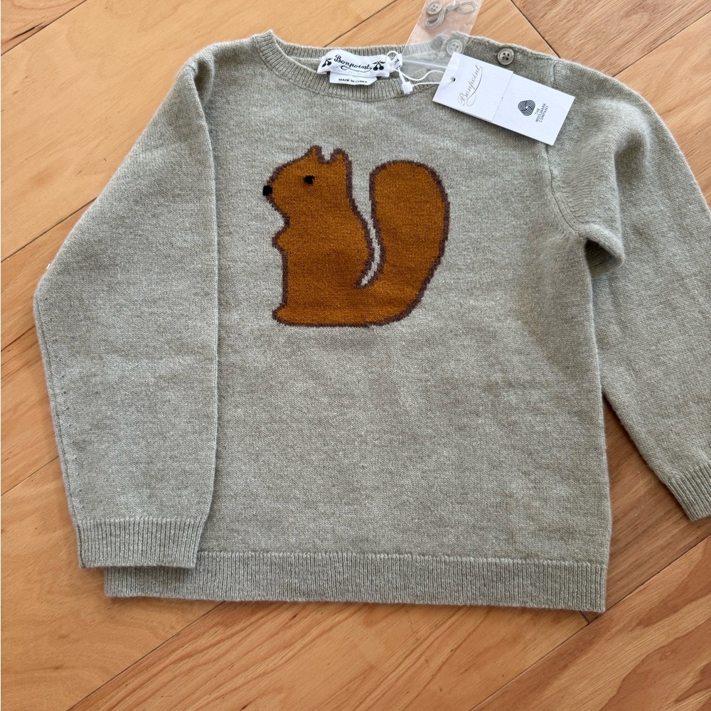 NWT Bonpoint toddler sweater with squirrel